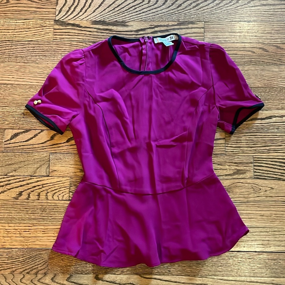 NWT Peplum shirt with black piping detail.